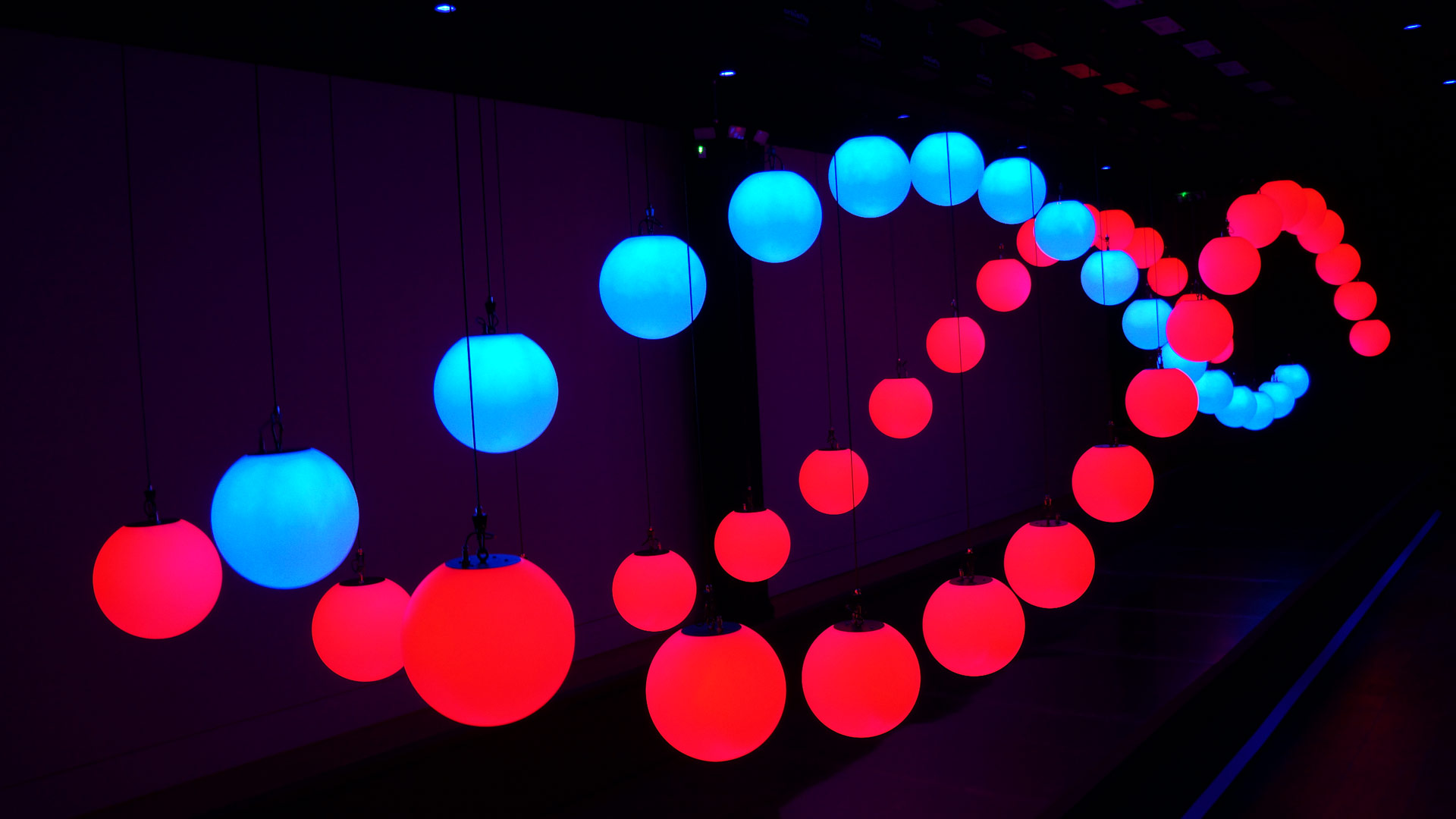 Installation view of Light In Motion kinetic light environment.